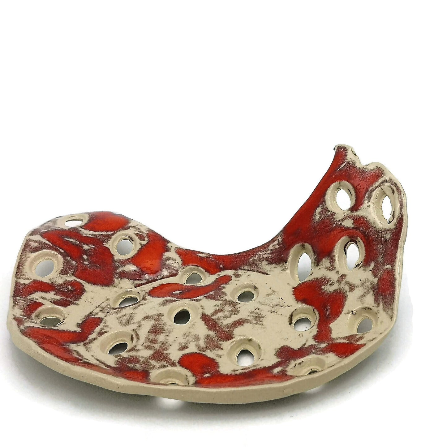 Handmade Ceramic Moon Soap Dish For Bathroom, Artisan Stoneware Lava Soap Holder With Drain, Zero Waste Decorative Accessories - Ceramica Ana Rafael