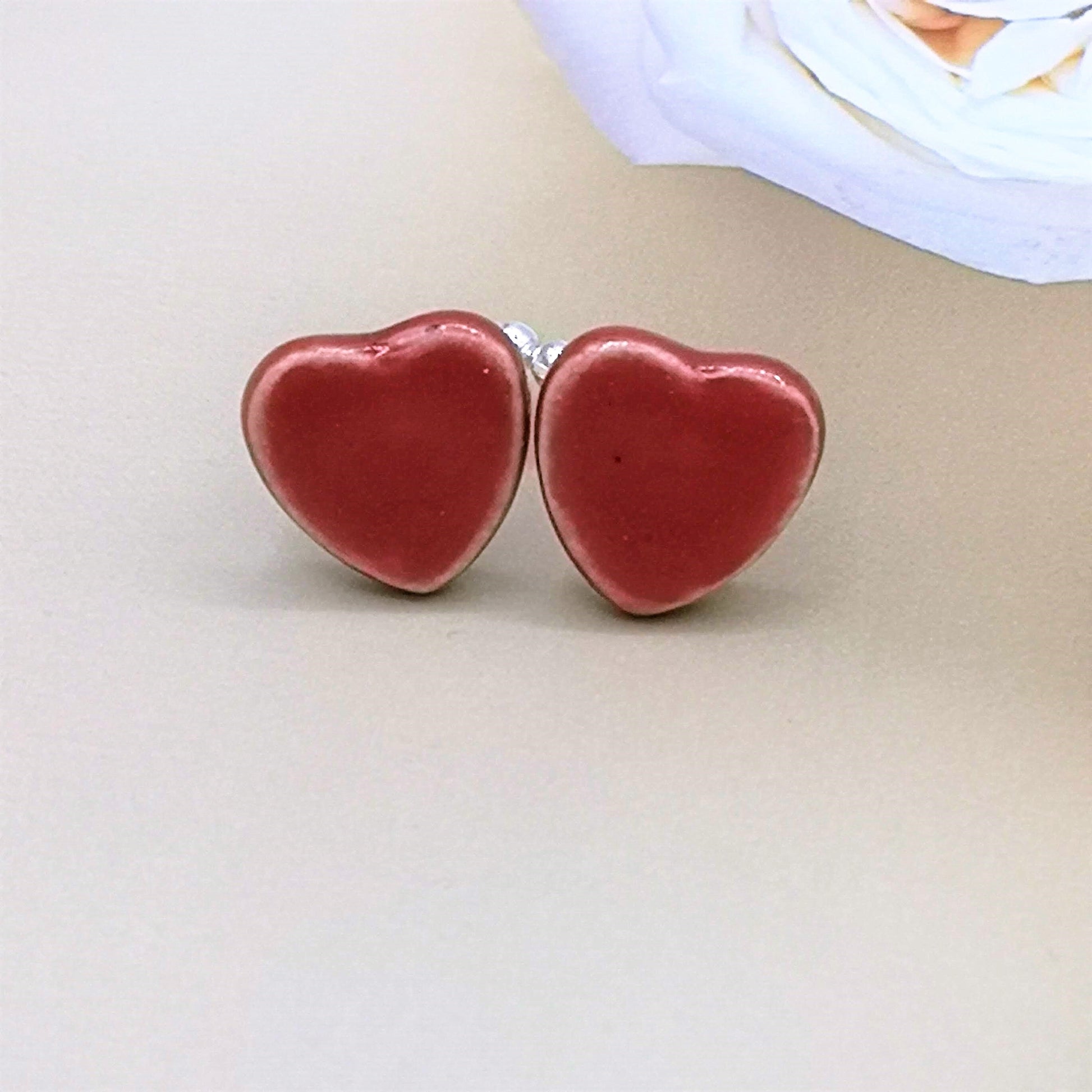 Red Heart CuffLinks For Men, Best Valentines Day Gifts For Him, 9th Wedding Anniversary Gift For Husband, Cute Boyfriend Birthday Gift - Ceramica Ana Rafael