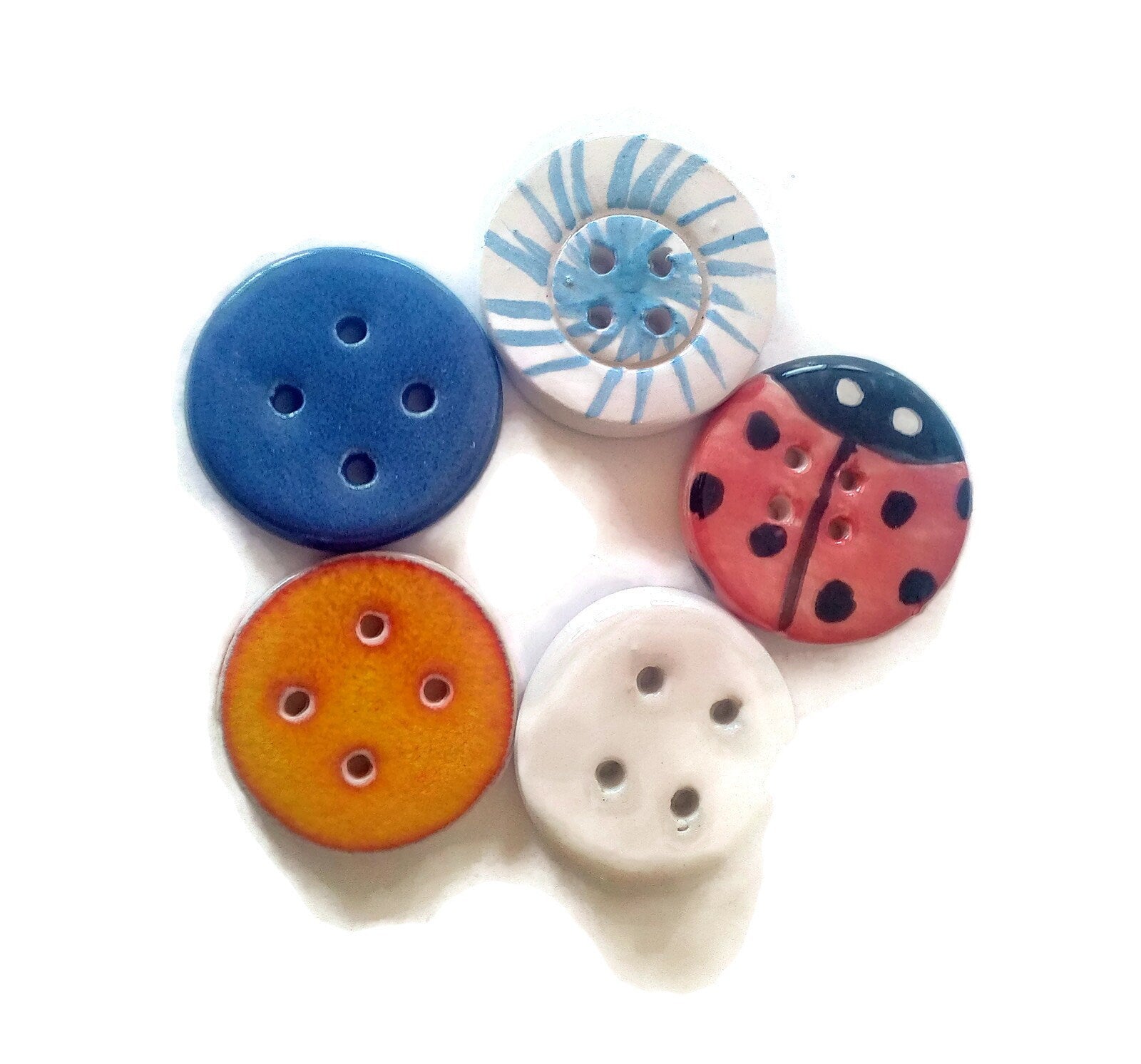 Sewing Buttons, Set Of 5 40mm Novelty Buttons For Crafts, Custom Buttons, Handmade Ceramics Sewing Notions - Ceramica Ana Rafael