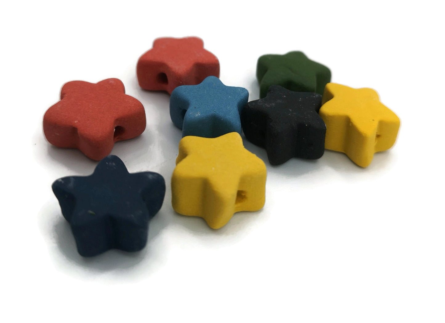 8 Pcs Handmade Ceramic Beads Ready To Ship, Cute Star Shape Assorted Beads For Jewelry Making, Unique Clay Spacer Beads, Most Sold Items - Ceramica Ana Rafael