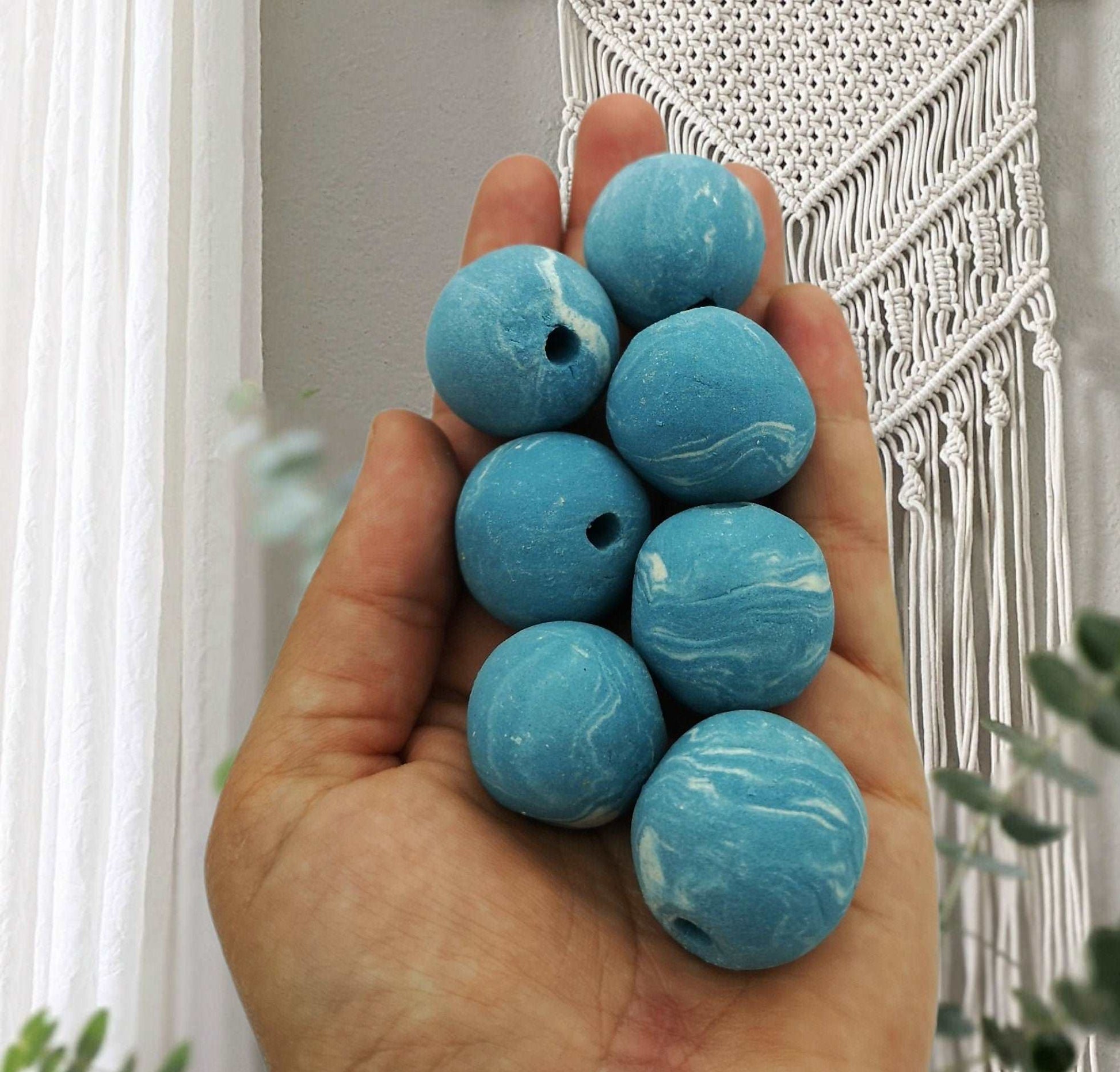 1Pc Extra Large Ceramic Beads For Jewelry Making, Clay Beads Trending Now, Handmade Ceramics Macrame Beads, Large Hole Round Bubblegum Bead