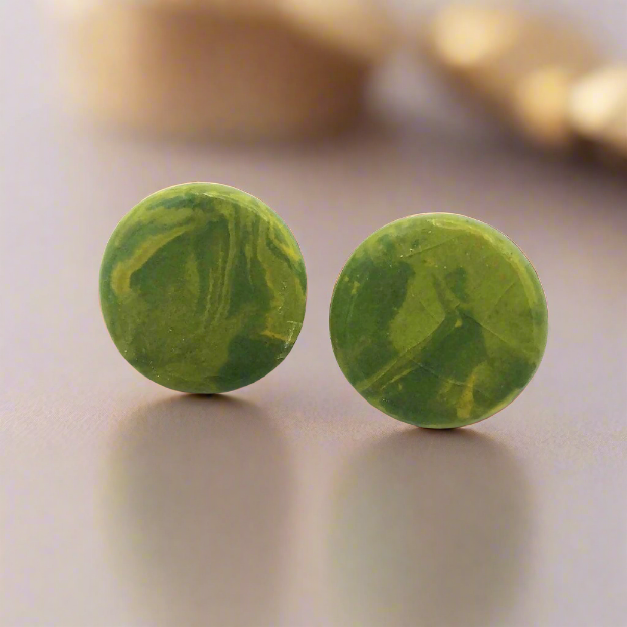 Minimalist Ceramic Earrings - Cute Jewelry, Best Gifts for Her, Dainty Earrings, Mom Birthday Gift, Small Stud Earrings - Marbled Design