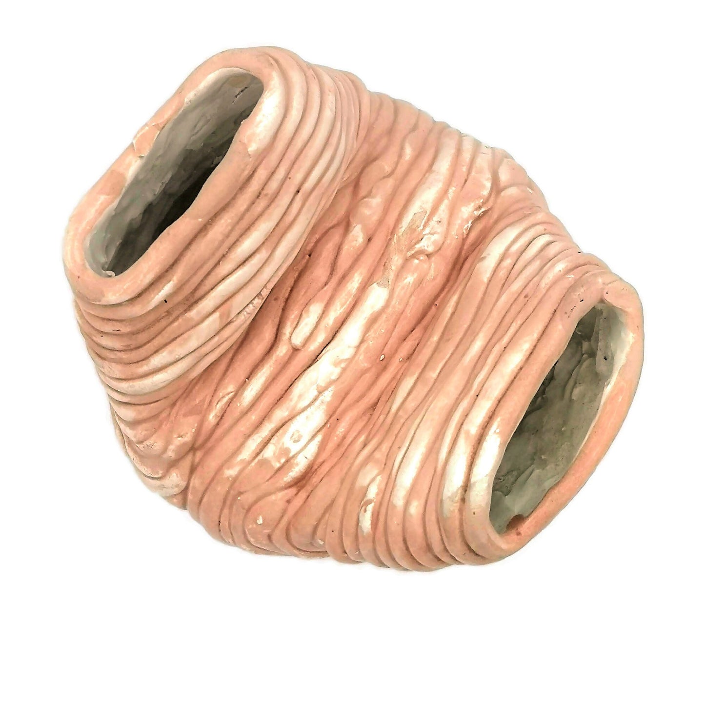 Sculptural Handmade Ceramic Pink Vase With Texture and Organic Shape, Unique Bud Vase For Home Decor - Ceramica Ana Rafael