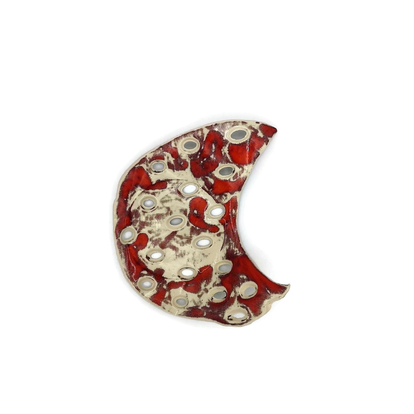 Handmade Ceramic Moon Soap Dish For Bathroom, Artisan Stoneware Lava Soap Holder With Drain, Zero Waste Decorative Accessories - Ceramica Ana Rafael