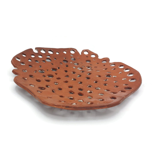 Handmade Ceramic Plate For Wall Decor, Large Centerpiece Fruit Bowl With Holes, Handbuilt Kitchen And Dining Decorative Modern Organic Shape - Ceramica Ana Rafael