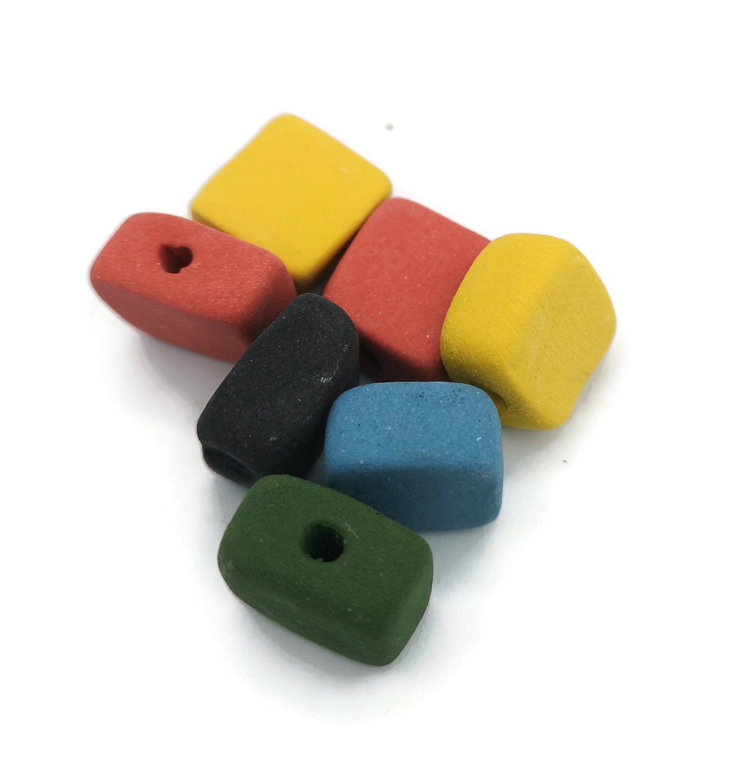 6Pc 15mm Ceramic Beads For Jewelry Making, Matte Assorted Beads For Bracelet, Clay Beads For Crafts, Handmade Macrame Beads Large Hole 2mm - Ceramica Ana Rafael