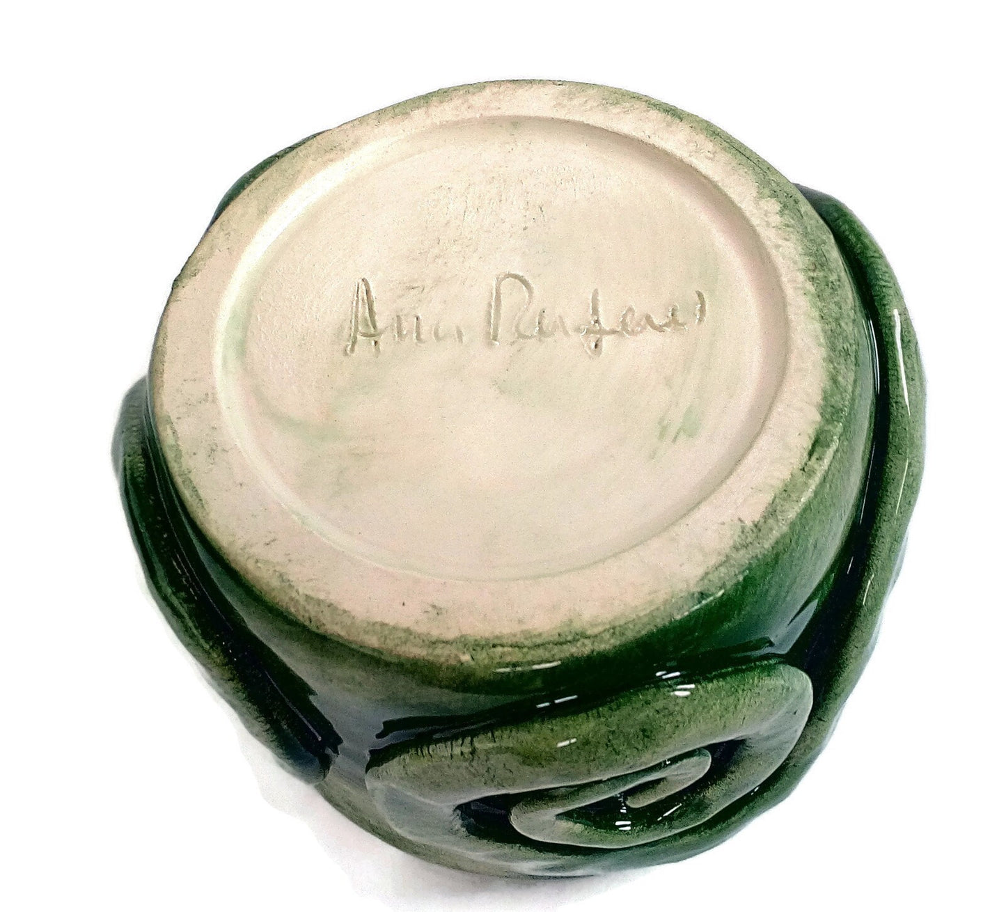 Handmade Ceramic Textured Green Vase For Home Decor, Pottery Succulent Planter Pot, Sculptural Utensil Holder, Mothers Day Gift For Grandma - Ceramica Ana Rafael