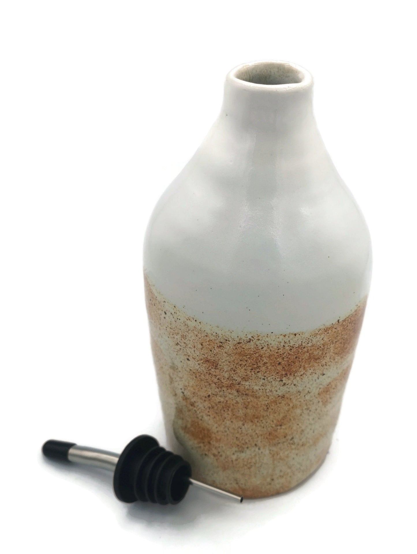 hand thrown pottery olive oil dispenser handmade ceramics, housewarming Gift First Home cooking gifts, speckled stoneware Olive Oil Cruet - Ceramica Ana Rafael