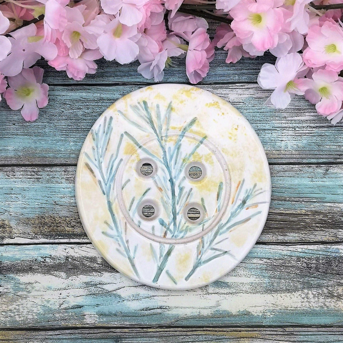 1Pc 145mm Giant Round Sewing Buttons Wall Art, Mothers Day Gift, Handmade Ceramic Plant Mom Birthday Gift From Daughter, Best Sellers