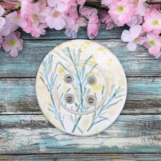 1Pc 145mm Giant Round Sewing Buttons Wall Art, Mothers Day Gift, Handmade Ceramic Plant Mom Birthday Gift From Daughter, Best Sellers