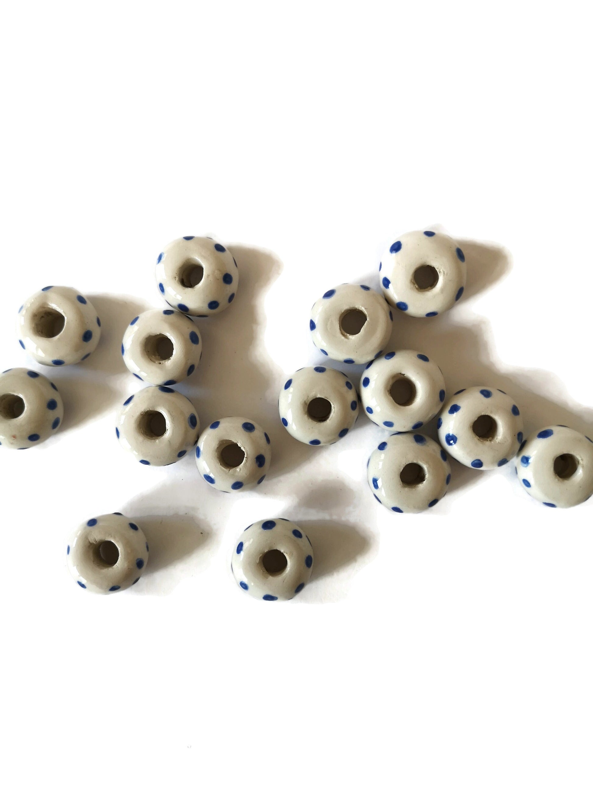 5Pc Large Hole Ceramic Beads, Handmade Macrame Beads for Jewelry Making, Clay Beads, Beard Beads for Hair Braids, Pony Beads, Best Sellers - Ceramica Ana Rafael