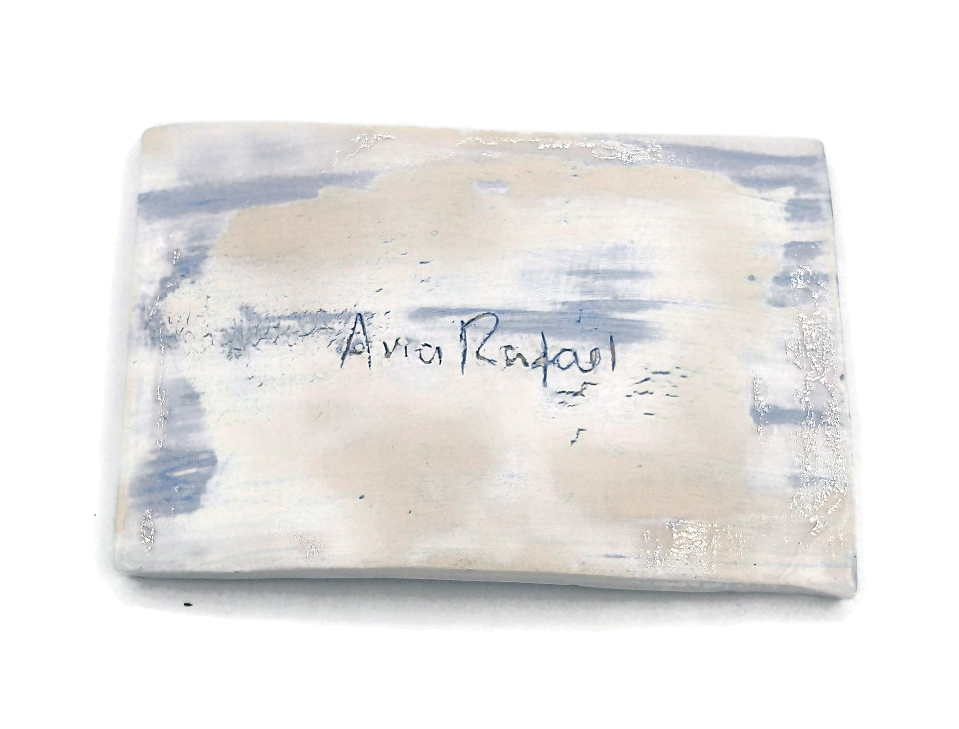 Blue Handmade Ceramic Soap Dish for Shower, Rectangular Sponge Holder, Eco Friendly Shampoo Bar Holder, Sustainable Best Gift For Him - Ceramica Ana Rafael