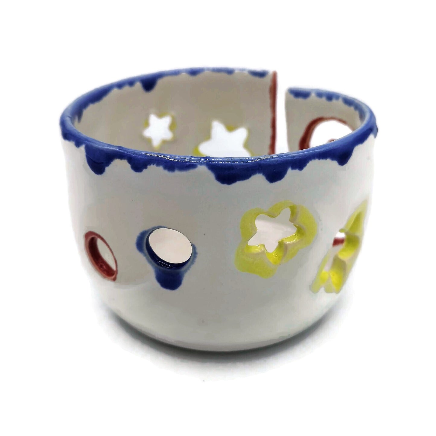 Knitting Bowl, Pottery Yarn Bowl, Yarn Storage, Mothers Day Gift For Grandma, Decorative Ceramic Bowl, Hand Painted Ceramic Crochet Bowl - Ceramica Ana Rafael