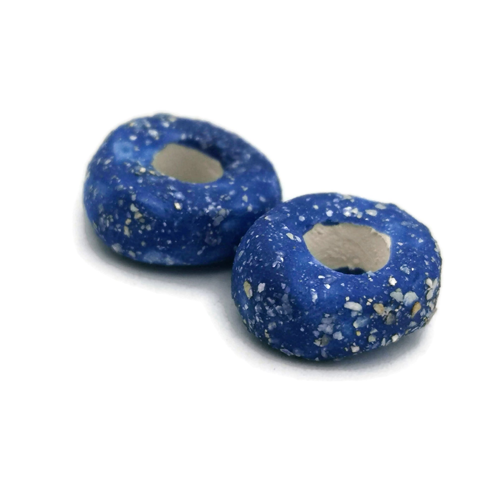 7 Pcs Clay Beads Large Hole, Handmade Ceramic Beads Jewelry Making, Porcelain Dreadlock Beads, Unique Donut Bead Unusual - Ceramica Ana Rafael