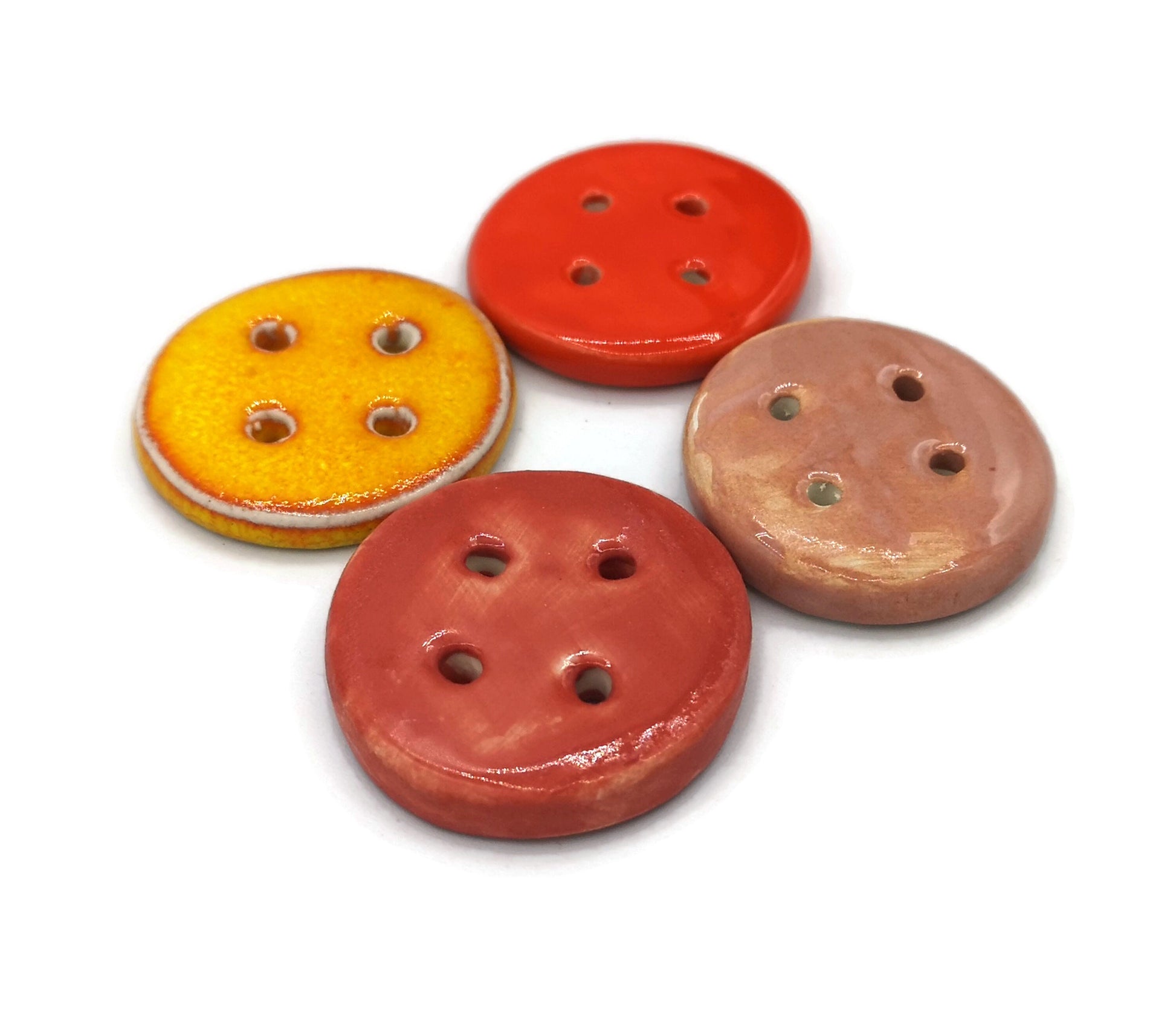 Clay Buttons Lot Of 4, Round Large Sewing Buttons, Jewelry making, Best sellers Sewing Supplies And Notions, Handmade Ceramic Unique Buttons - Ceramica Ana Rafael