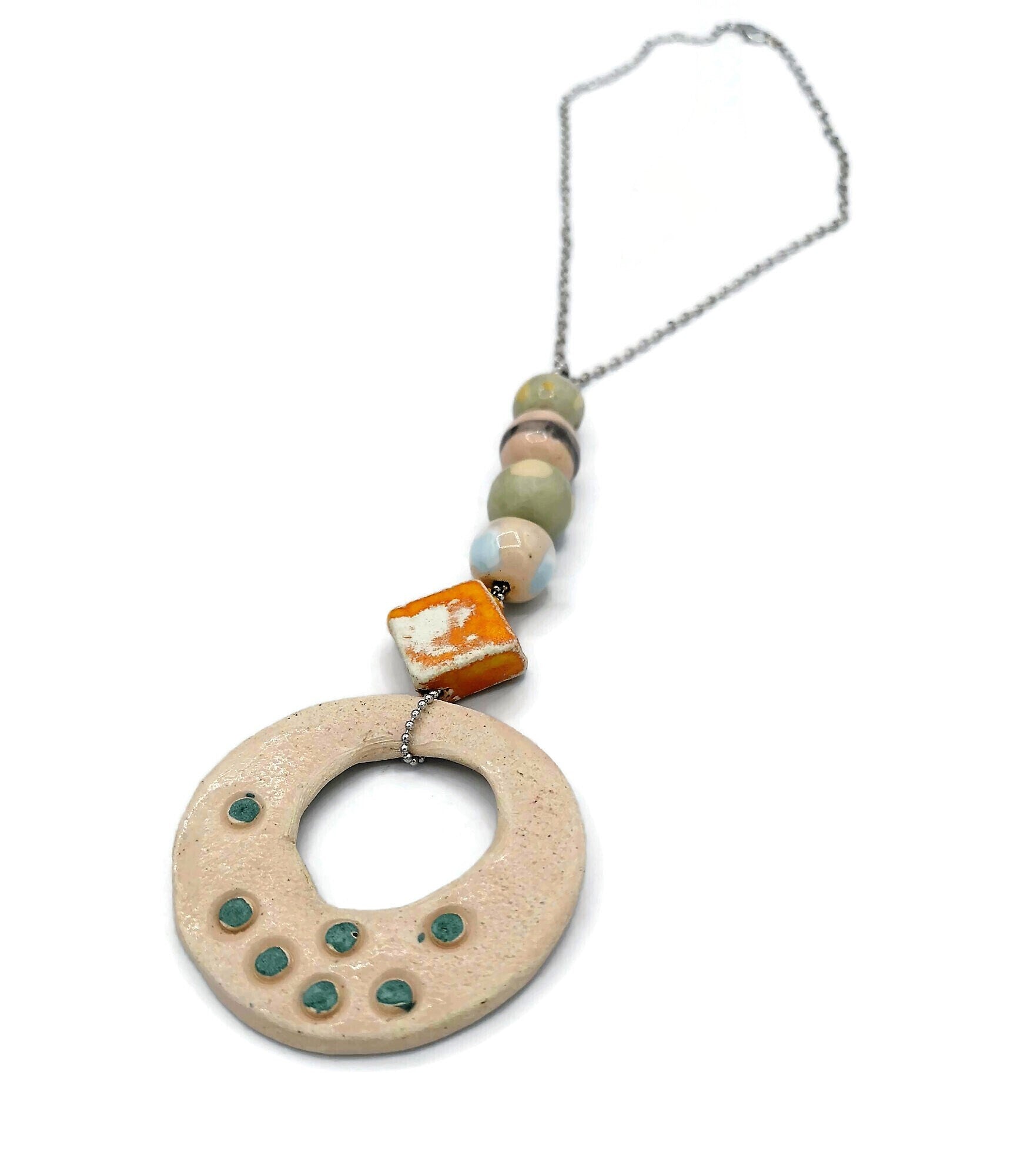 BOHO PENDANT NECKLACE, Trendy Aesthetic Necklace, Statement Jewelry Gift For Her, Everyday Necklace - Ceramica Ana Rafael