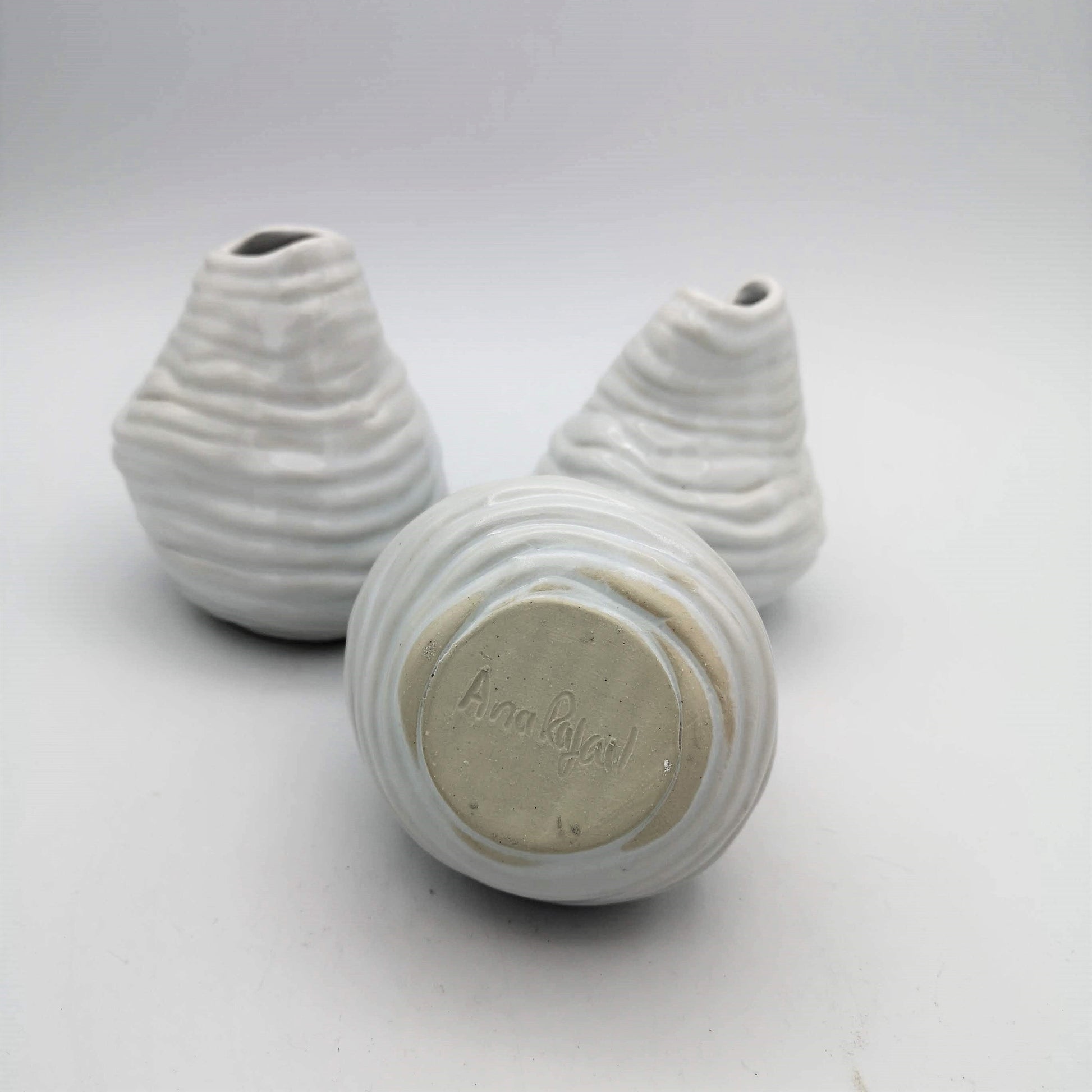 Set of 3 Handmade Ceramic Small Vase Irregular Shaped Pottery Abstract Sculpture Ceramic Vessel Mom Birthday Gift From Daughter - Ceramica Ana Rafael