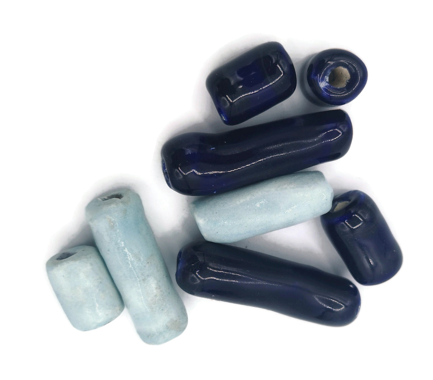 LONG TUBE BEADS For Jewelry Making, Set of 8 Assorted Clay Spacer Beads For Jewelry Making, Unique Ceramic Beads - Ceramica Ana Rafael