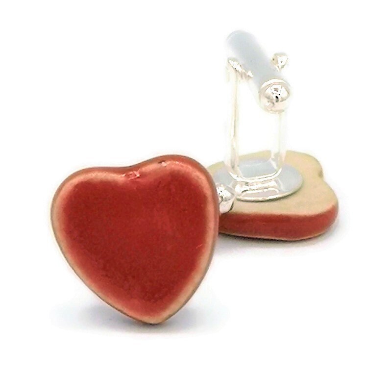 Red Heart CuffLinks For Men, Best Valentines Day Gifts For Him, 9th Wedding Anniversary Gift For Husband, Cute Boyfriend Birthday Gift - Ceramica Ana Rafael