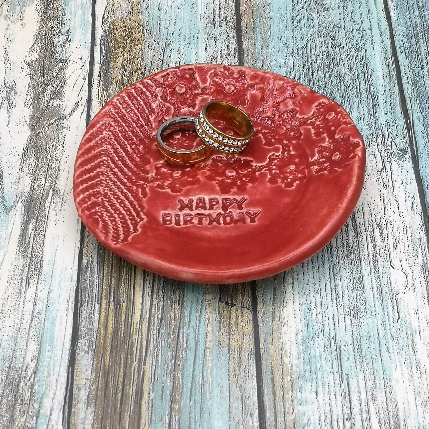 Ring Holder Dish, Key Dish, Best Gifts For Her, Happy Birthday Plate, Small Ring Tray Mom Birthday Gift From Daughter - Ceramica Ana Rafael