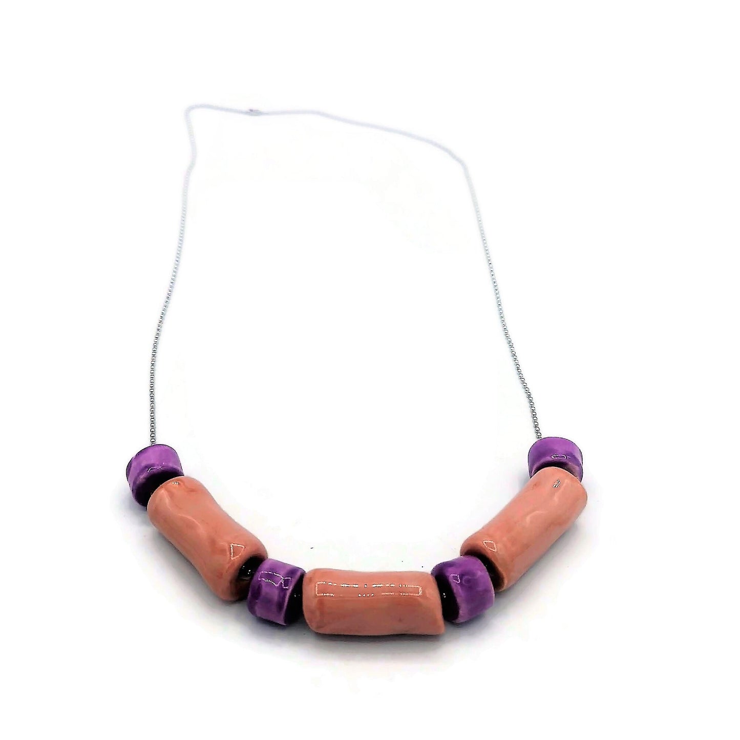 Pink Handmade Jewelry Necklace Beaded Chunky Necklace For Women, Summer Jewelry Statement Aesthetic Necklace With Gift Box - Ceramica Ana Rafael