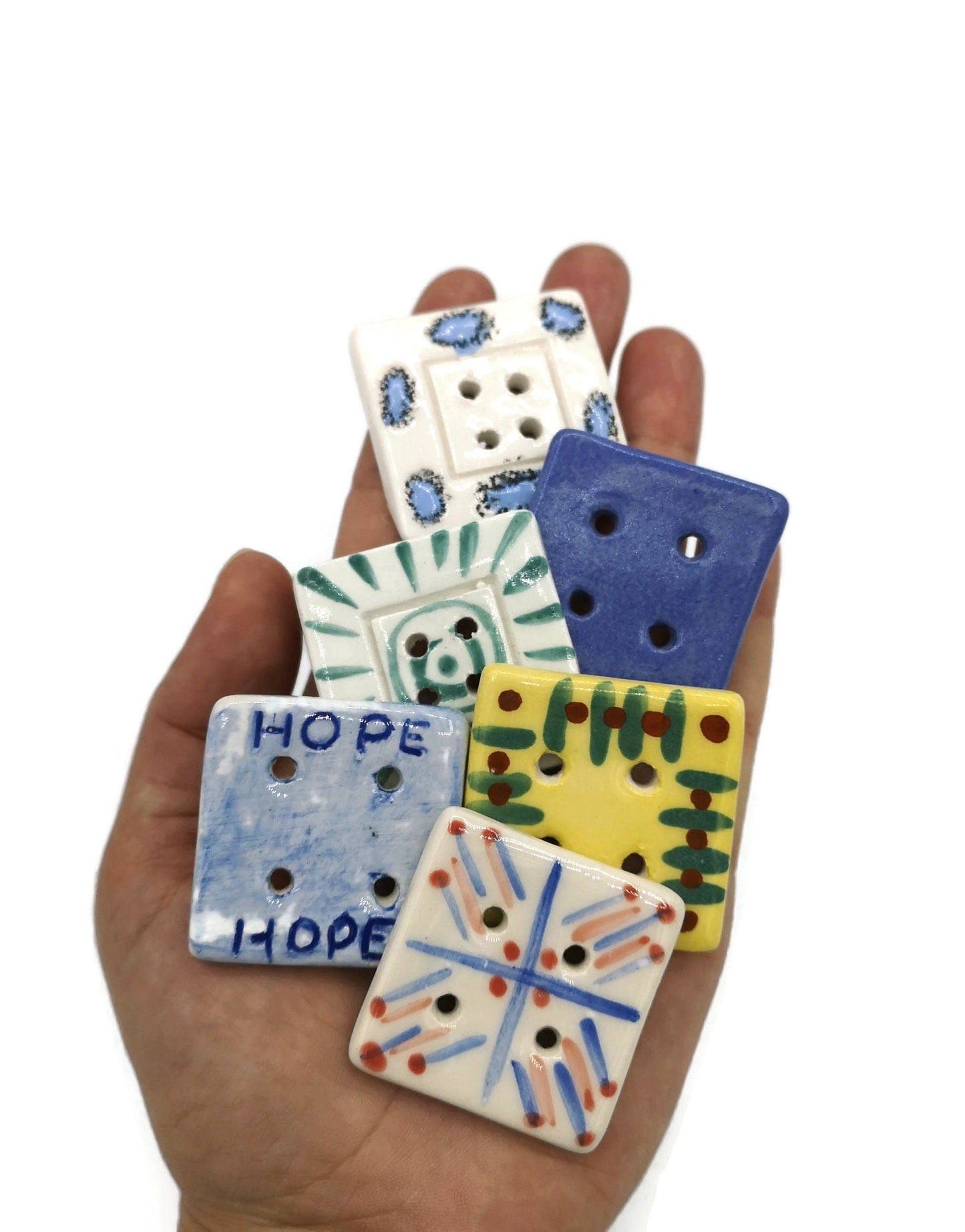 Set Of 6 Strange And Unusual Sewing Buttons Lot, Novelty Theme Button, Sewing Supplies & Notions, Large Clay Button Custom - Ceramica Ana Rafael