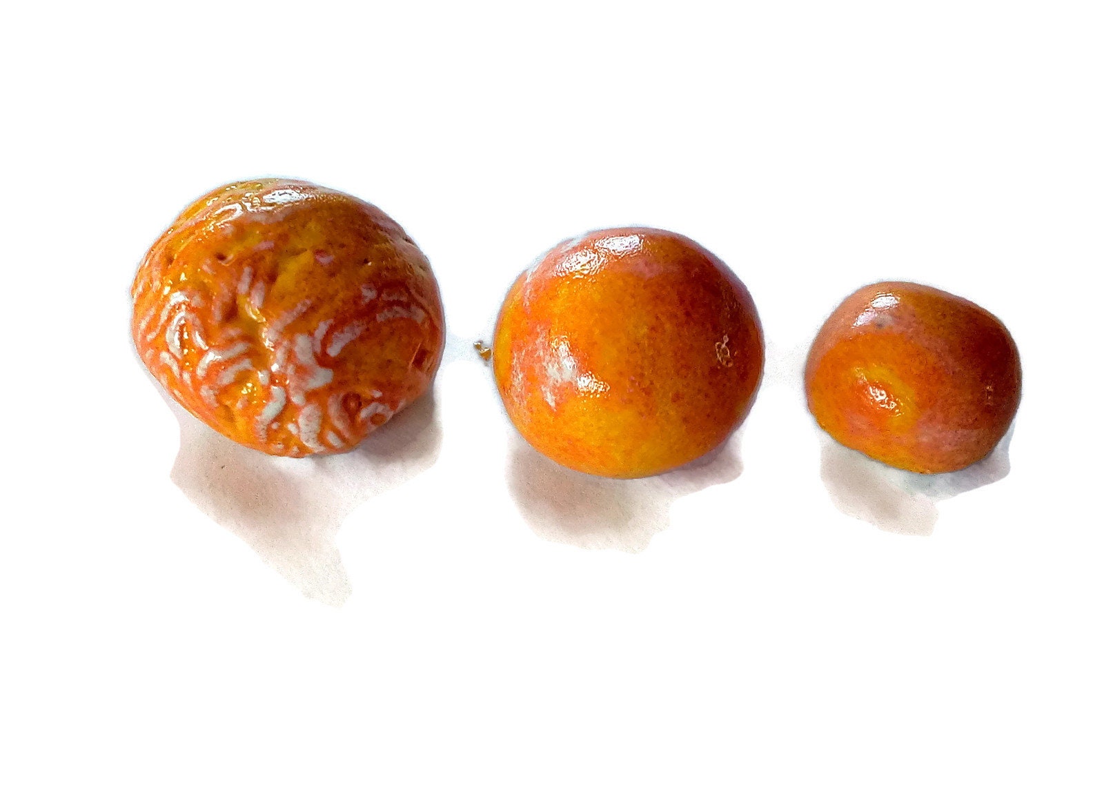 6Pc Handmade Ceramic Round Orange Cabochons For Clay Jewelry Making, Irregular Beads No Hole, Assorted Earring Components - Ceramica Ana Rafael