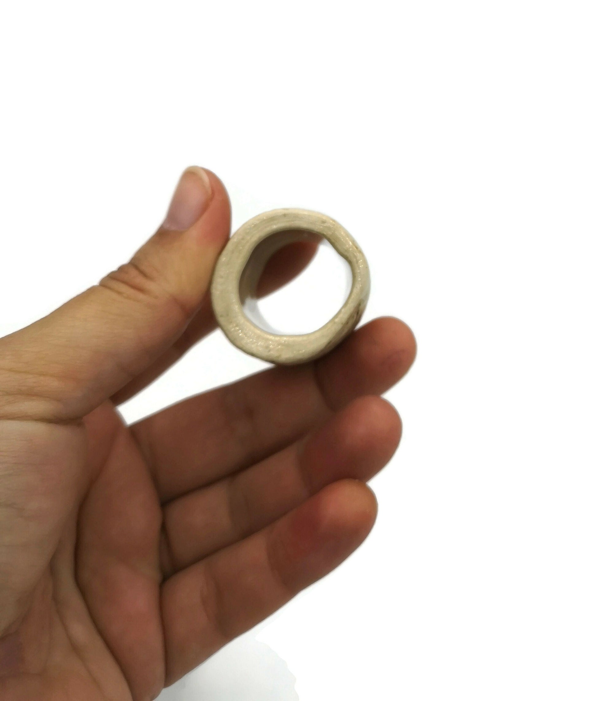 Large Hole Ceramic Tube Beads for Macrame Plant Hanger Project With Engraved Leaf, Handmade Stoneware Beads Oversized, Rustic Clay Cylinder - Ceramica Ana Rafael