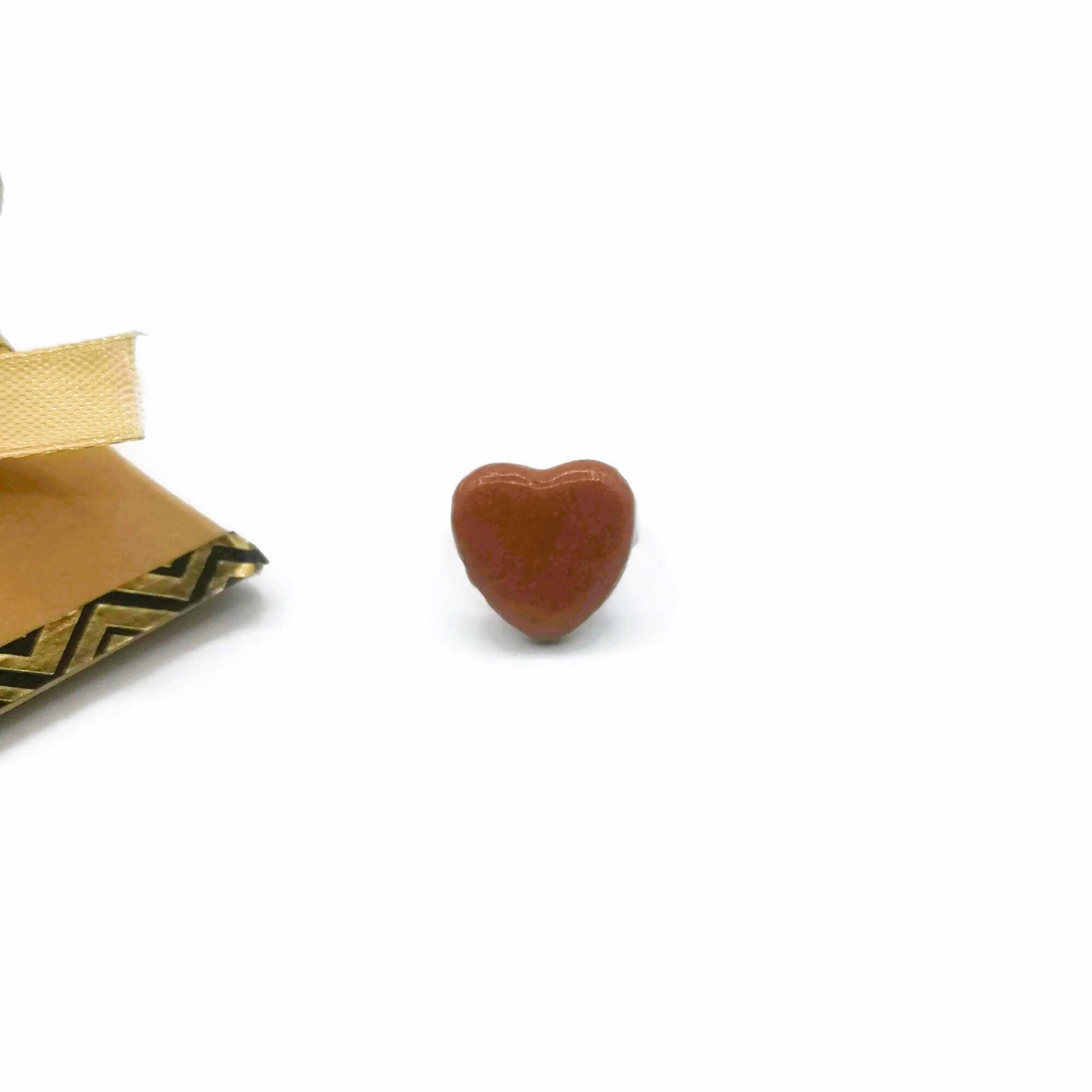 Handmade Large Statement Terracotta Heart Ring For Women, Unique Stainless Steel Adjustable Ring, Best Birthday Gifts For Her - Ceramica Ana Rafael