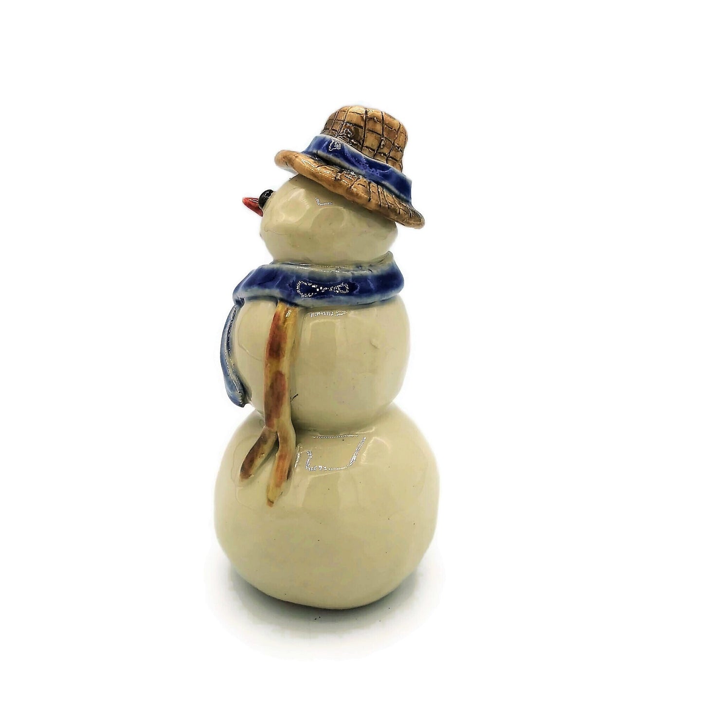 Handmade Ceramic Snowman Christmas Figurines, Housewarming Gift First Home, Cute Snowman Shelf Sitter, Hand Painted Statues & Sculptures - Ceramica Ana Rafael