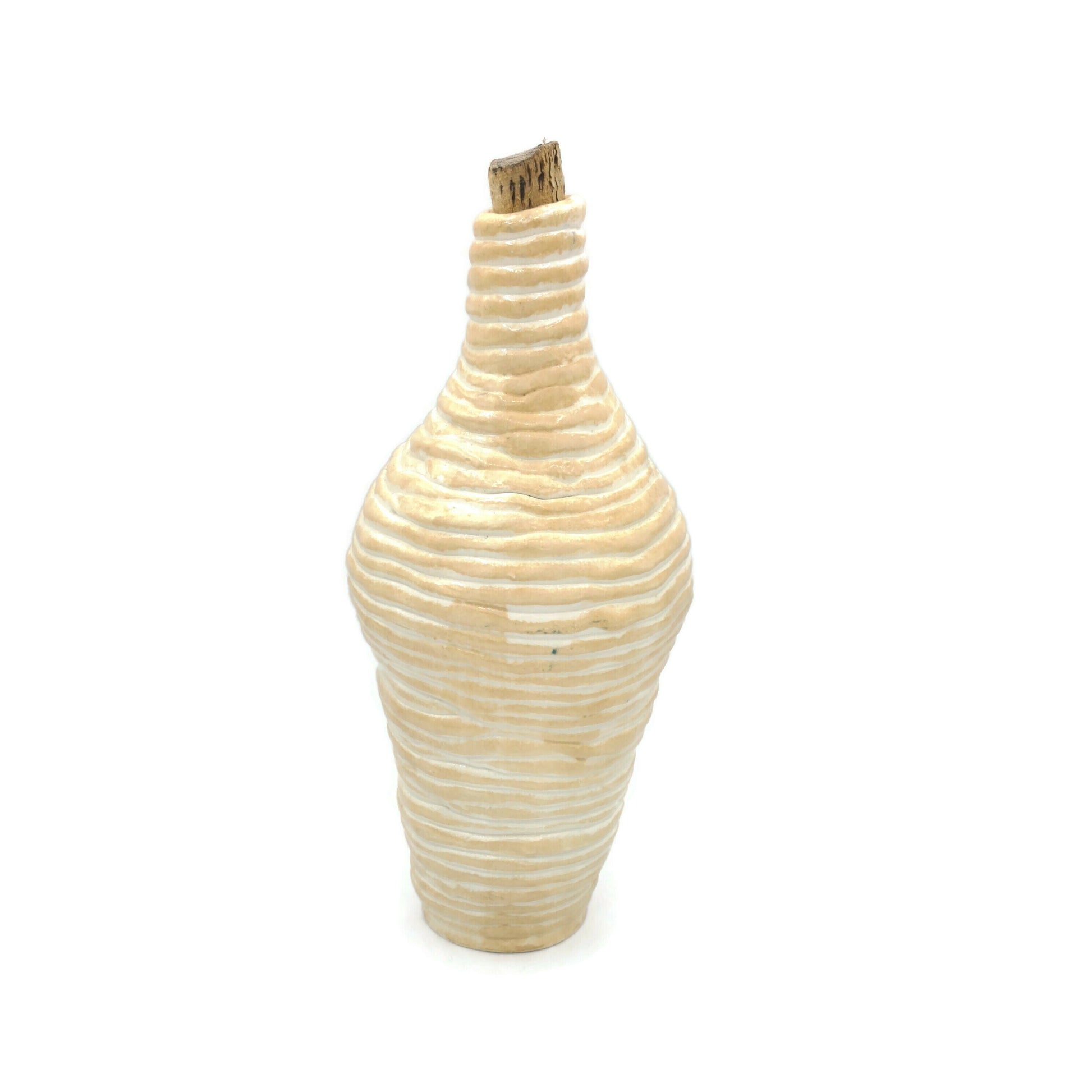 Decorative Bottle With Cork, Best Gifts For Him, Ceramic Vase Farmhouse Decor, Best Sellers Dad Birthday Gift, Rustic Home Decor Ceramic Jar - Ceramica Ana Rafael