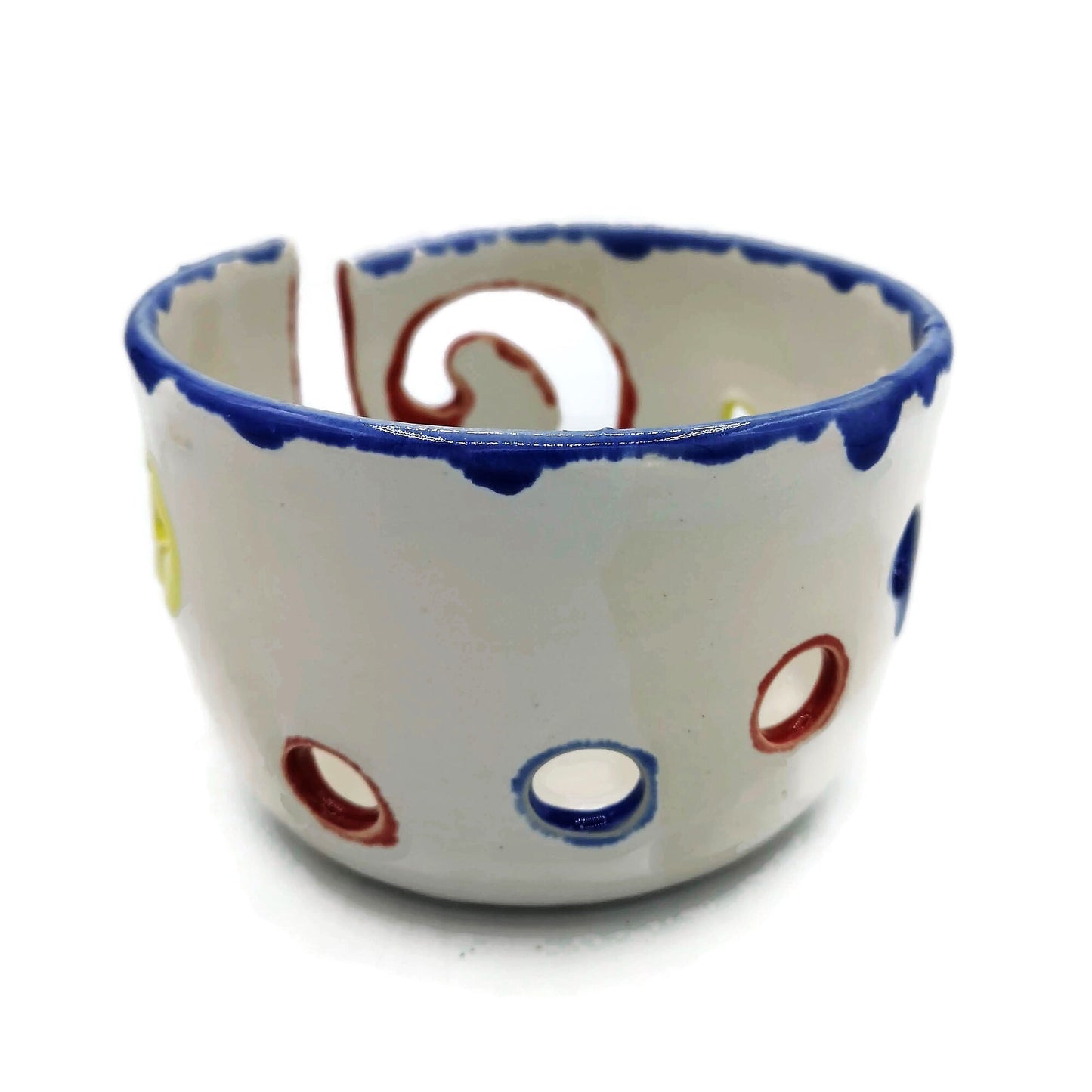 Knitting Bowl, Pottery Yarn Bowl, Yarn Storage, Mothers Day Gift For Grandma, Decorative Ceramic Bowl, Hand Painted Ceramic Crochet Bowl - Ceramica Ana Rafael