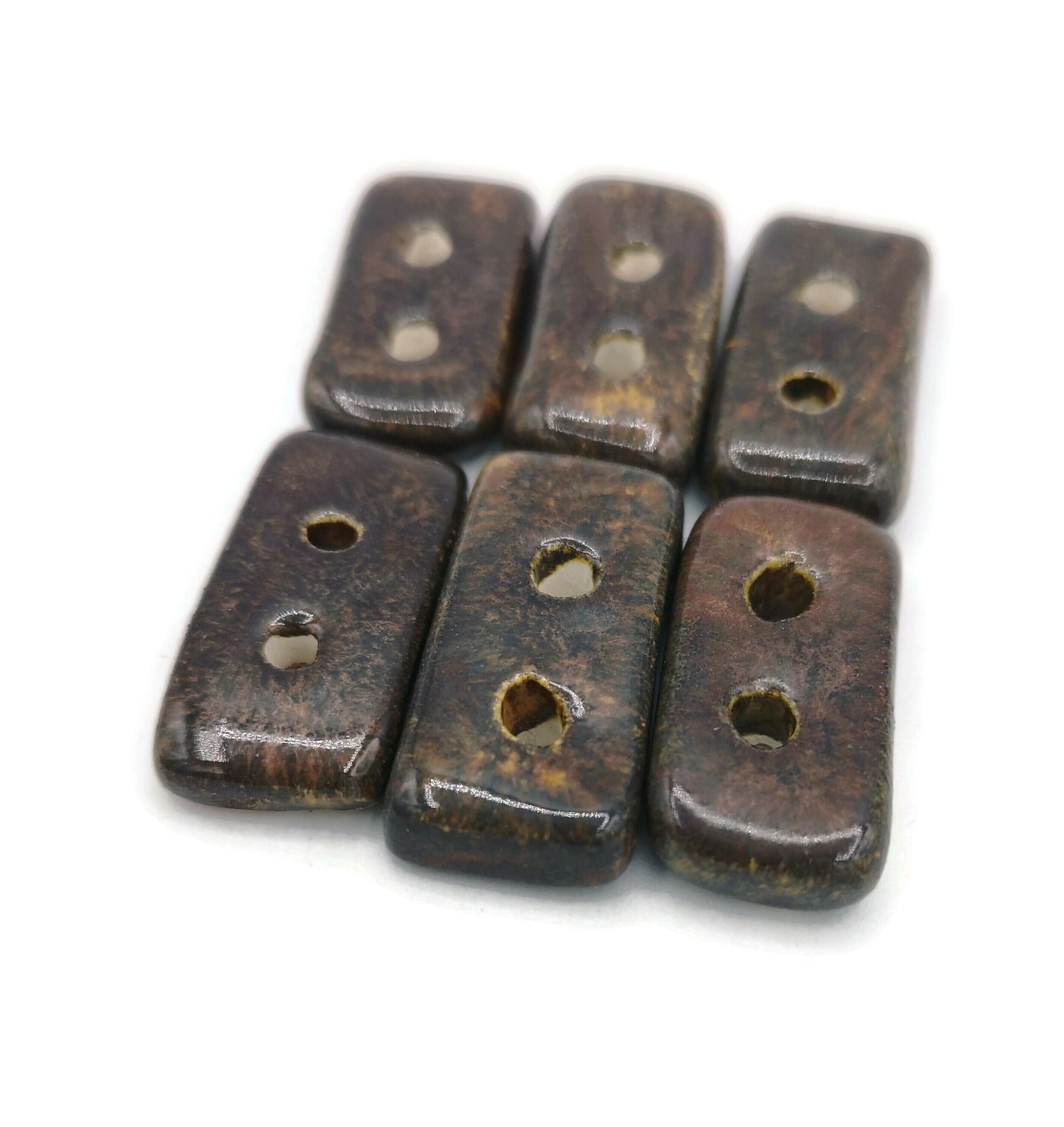 6PC 30mm Extra Large Rectangle Sewing Buttons for Crafts | Antique Look, Handmade Ceramic Coat Buttons For Crafts - Ceramica Ana Rafael