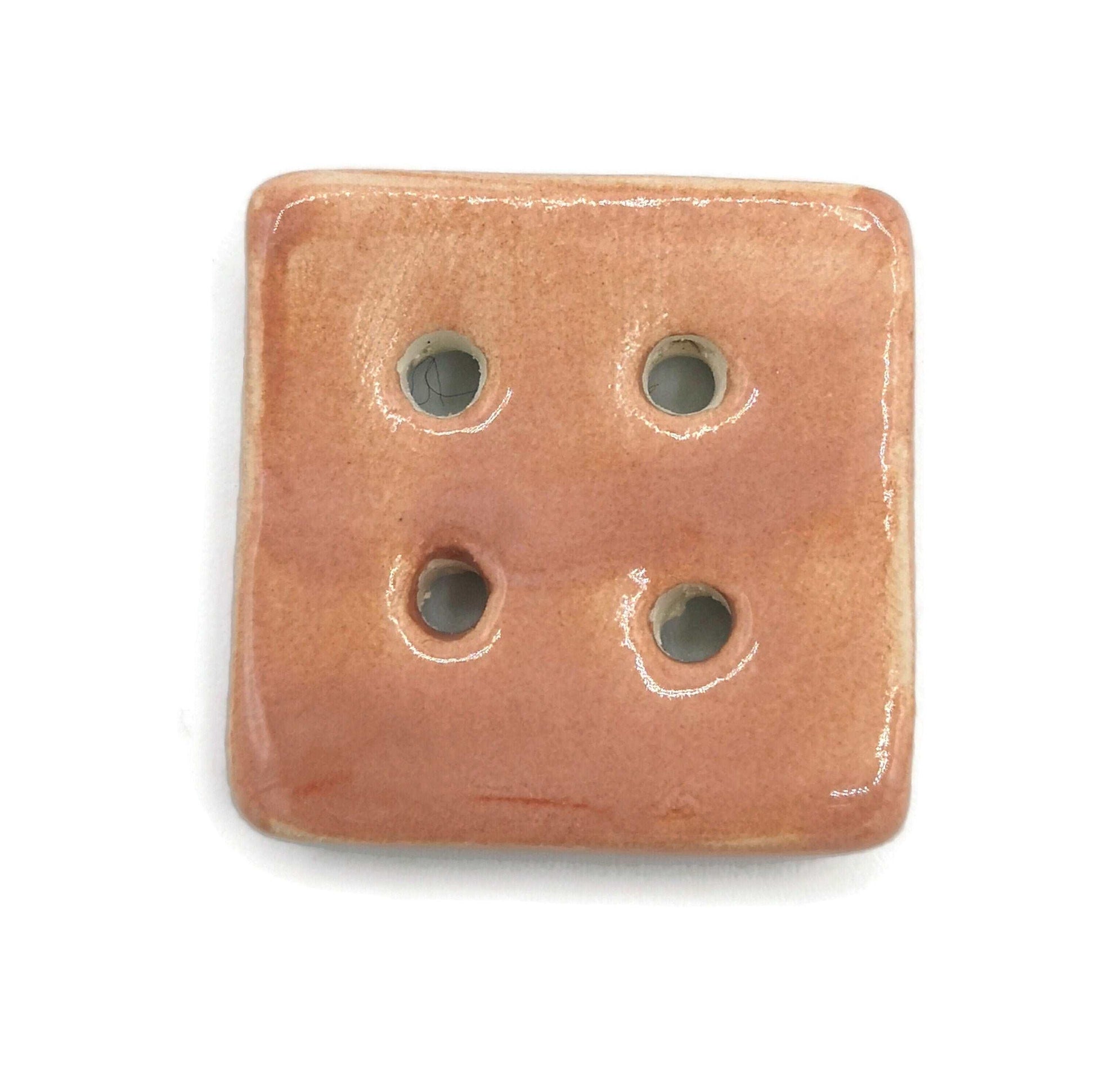 1Pc 30mm Orange Square Ceramic Buttons, Cute Pottery Coat Buttons, Best Sellers Sewing Supplies And Notions, Handmade Button Antique Look