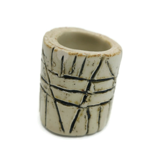 1Pc Macrame Beads Large Hole, Handmade Ceramic Tube Beads, Rustic Dread Beads for Men, Best Sellers Oversized Beads Trending Now - Ceramica Ana Rafael