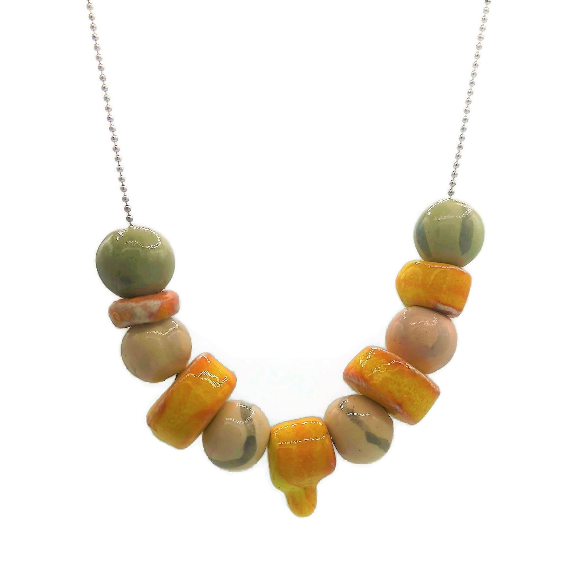 Colorful Beaded Necklace, Statement Aestethic Necklace, Mothers Day Gift From Daughter, Best Gifts For Her, 9th Aniversary Gift For Wife - Ceramica Ana Rafael