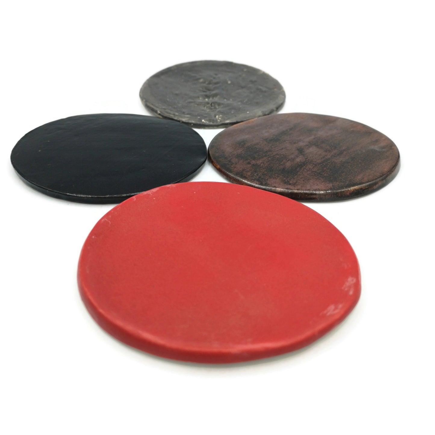 4Pc Assorted Handmade Round Cramic Coaster Tiles With Cork Back To Protect Your Office Desk, Colorful Mosaic Drink Coasters - Ceramica Ana Rafael