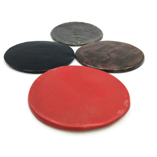 4Pc Assorted Handmade Round Cramic Coaster Tiles With Cork Back To Protect Your Office Desk, Colorful Mosaic Drink Coasters - Ceramica Ana Rafael