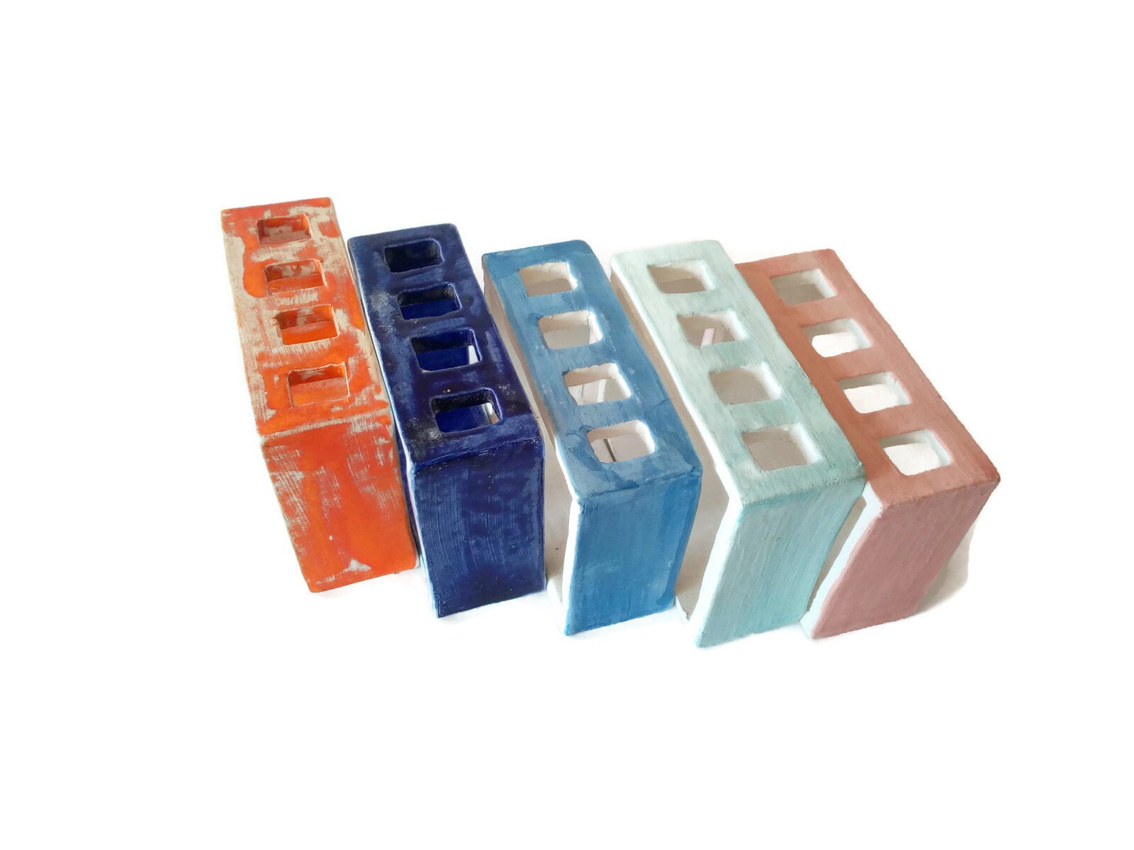 Handmade Ceramic Toothbrush Holder For Women, Rectangle Utensil Holder, Pink Eco Friendly Products For Bathroom - Ceramica Ana Rafael