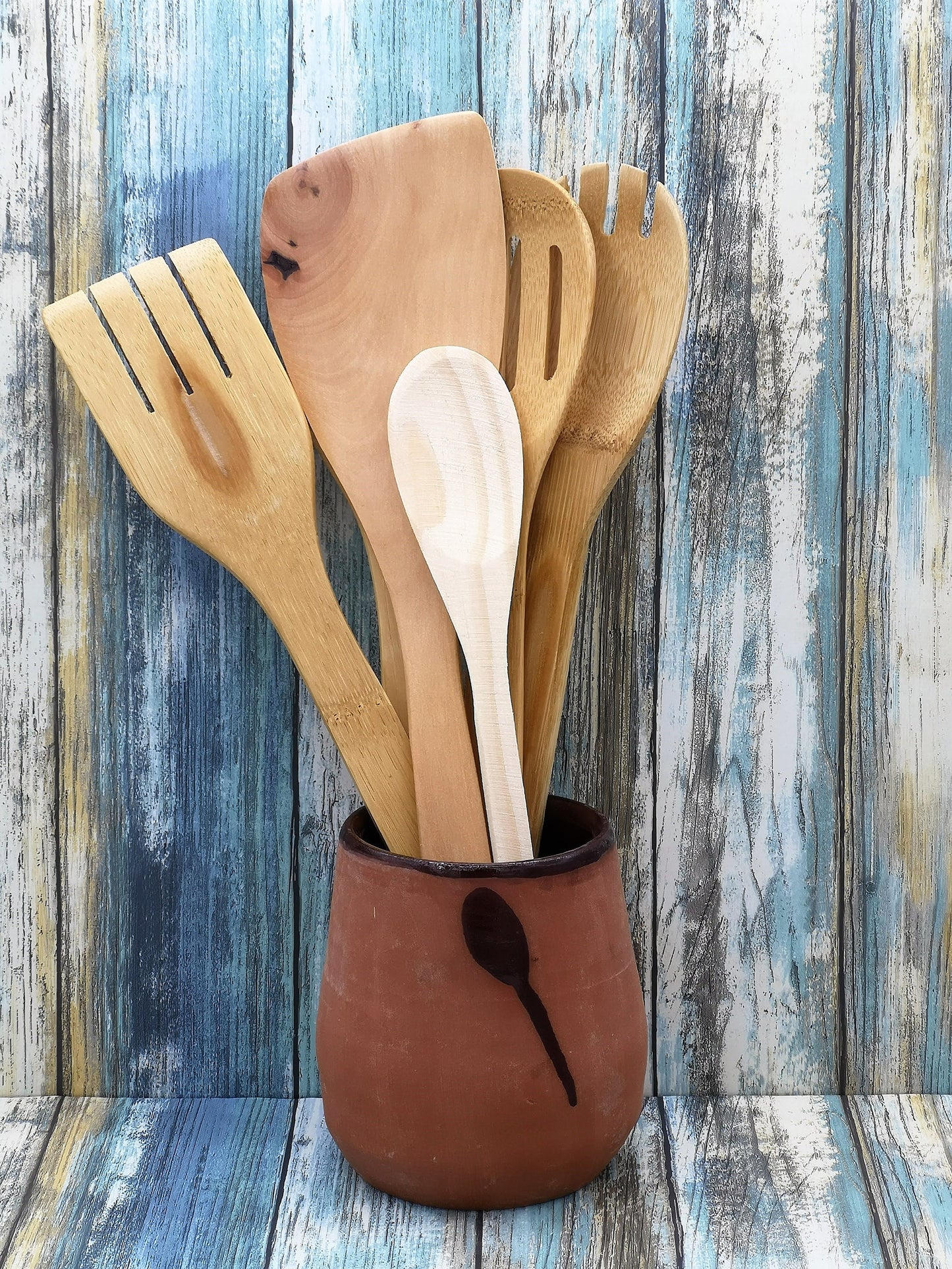 CERAMIC UTENSIL HOLDER, House Warming Gifts, Modern Terracotta Ceramic Large Utensil Kitchen Holder Vase, Custom Utensil Organizer - Ceramica Ana Rafael