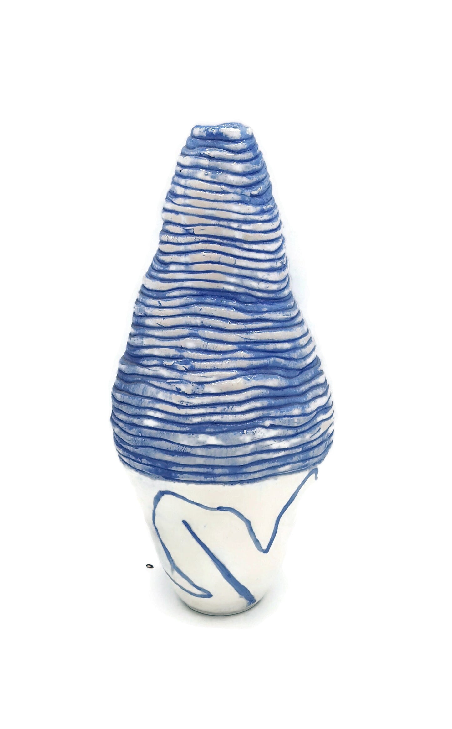 Sculptural Textured Blue Handmade Ceramic Vase, Unique Tall Vase With Organic Shape, Wedding Gift For Couple, New Home Gift - Ceramica Ana Rafael