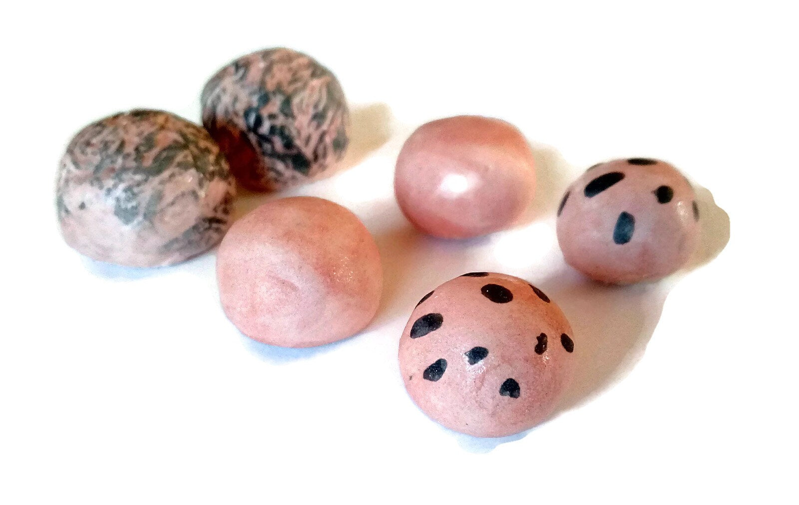 6Pc Handmade Ceramic Pink Cabochons For Jewelry Making For Women Or Girls, Assorted Creepy Cute Round Cabochon For Clay Earrings Making, - Ceramica Ana Rafael