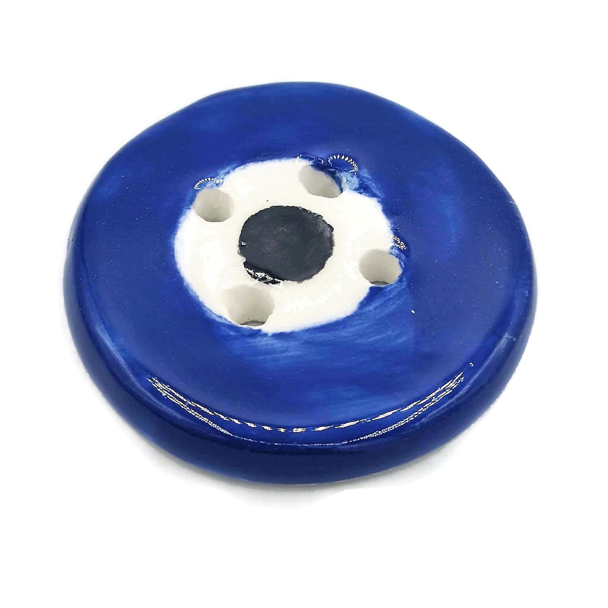 Evil Eye Buttons, 1 Pc Sewing Buttons Round Shape For Coat, Blouse & Crafts - Ceramica Ana Rafael