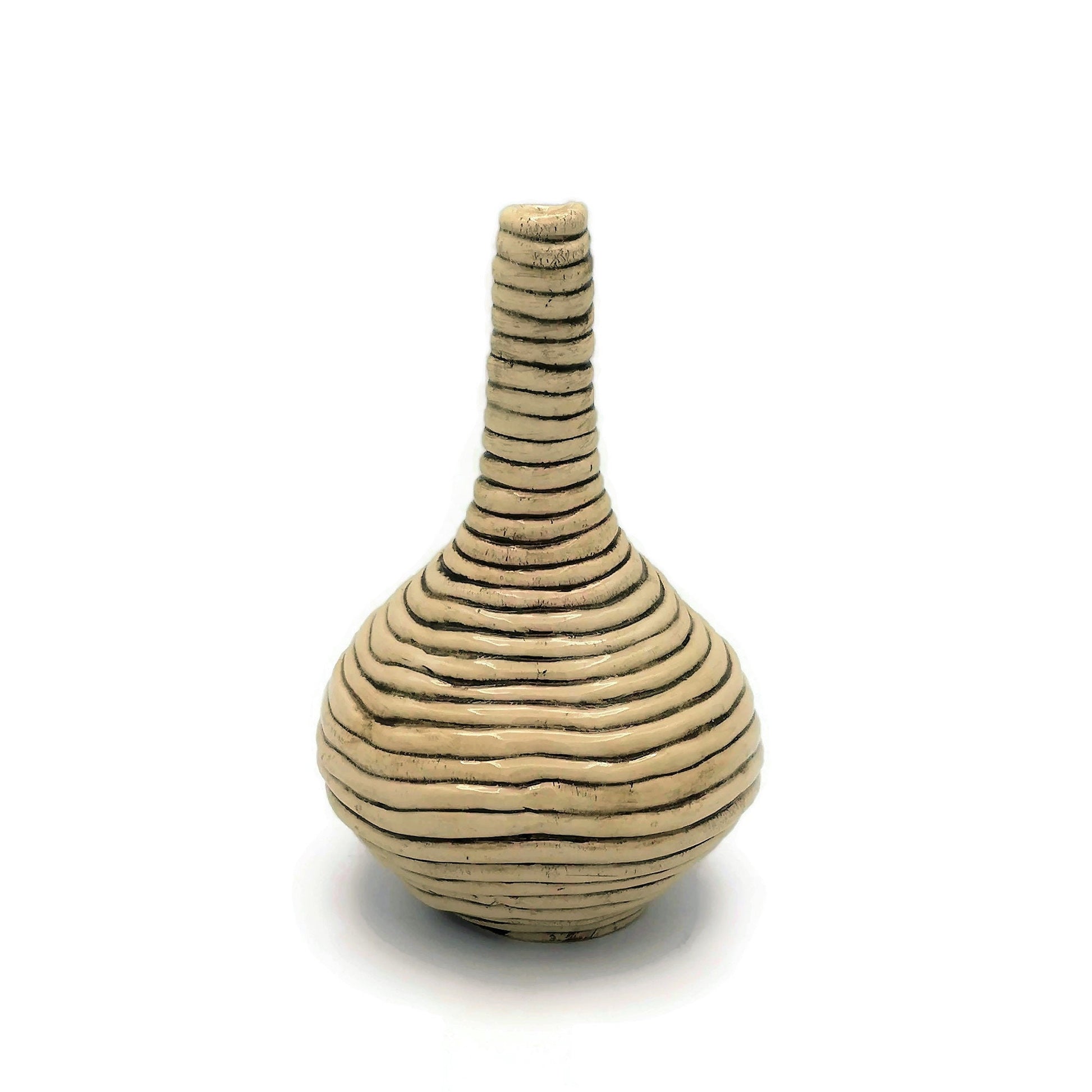 Tall Ceramic Vase, Modern Clay Sculpture, Bud Vase Textured For Table, Pottery Large Contemporary Art Wedding Gift For Couple - Ceramica Ana Rafael