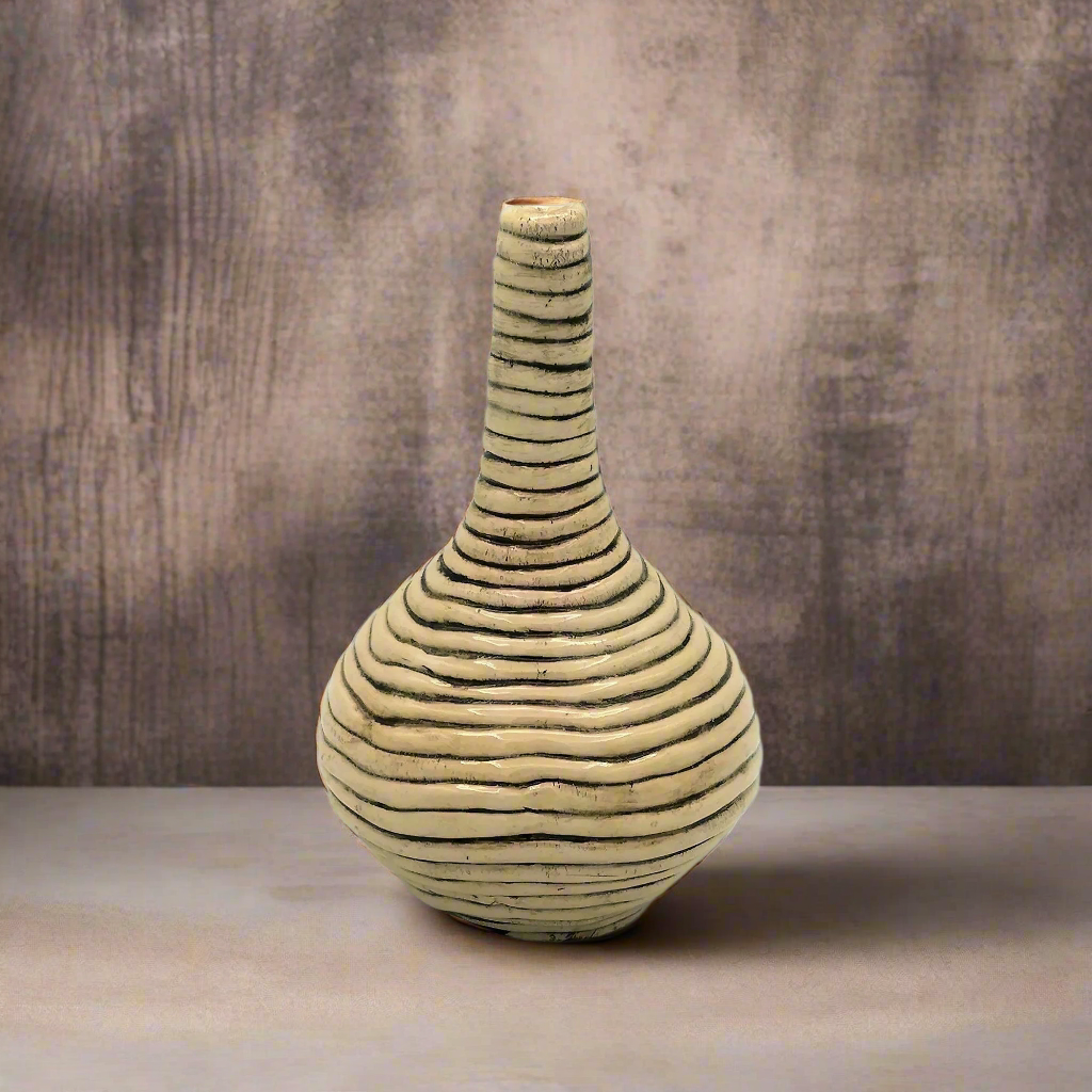 Tall Ceramic Vase – Modern Clay Sculpture Wedding Gift