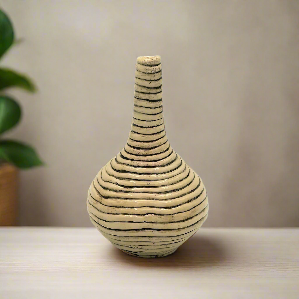 Tall Ceramic Vase – Modern Clay Sculpture Wedding Gift