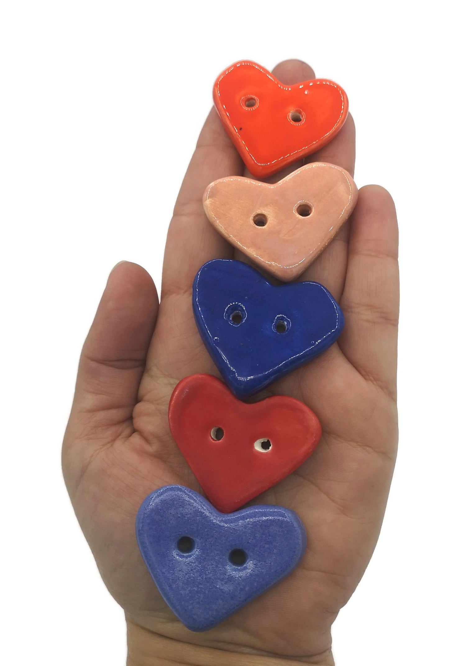 5Pc heart shaped sewing buttons, large buttons for sweater, handmade ceramic buttons for crafts, clay buttons, best seller blazer buttons - Ceramica Ana Rafael