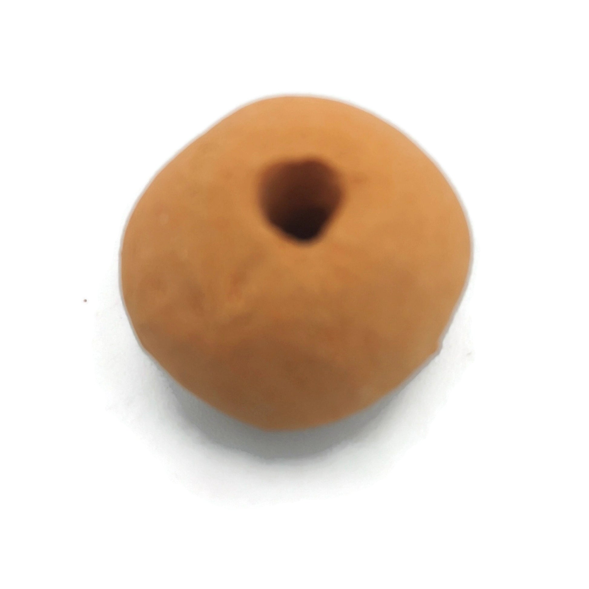 1Pc Large Hole Beads, Oversized Ceramic Bead 4mm Hole, Round Shape Matt Orange Pottery Macrame Beads, Best Sellers Handmade Jewelry Supplies - Ceramica Ana Rafael