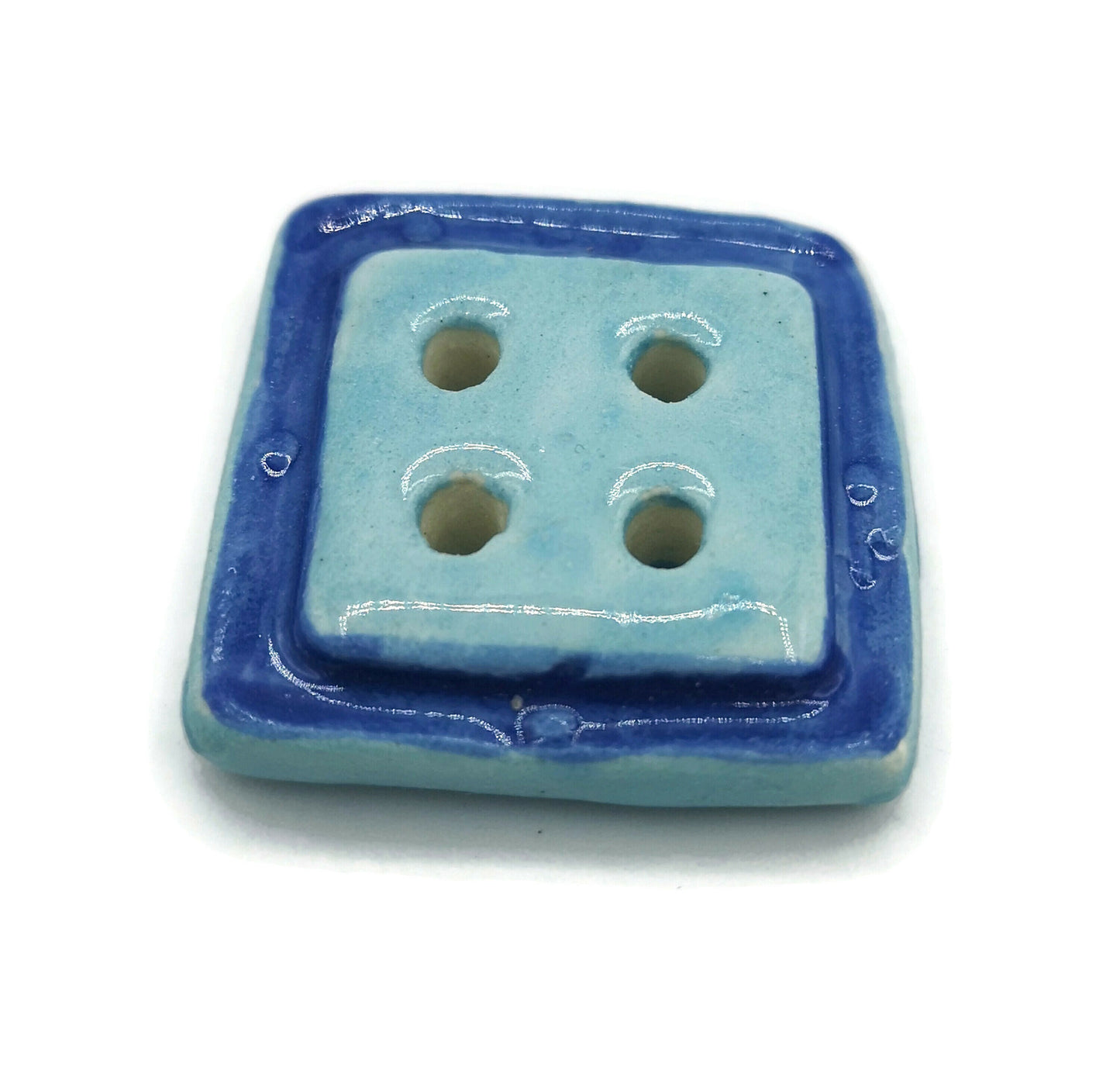 Large Buttons, Handmade Ceramic Sewing Buttons, Flat Buttons, Fancy Blouse Buttons, Blue Sewing Supplies And Notions - Ceramica Ana Rafael