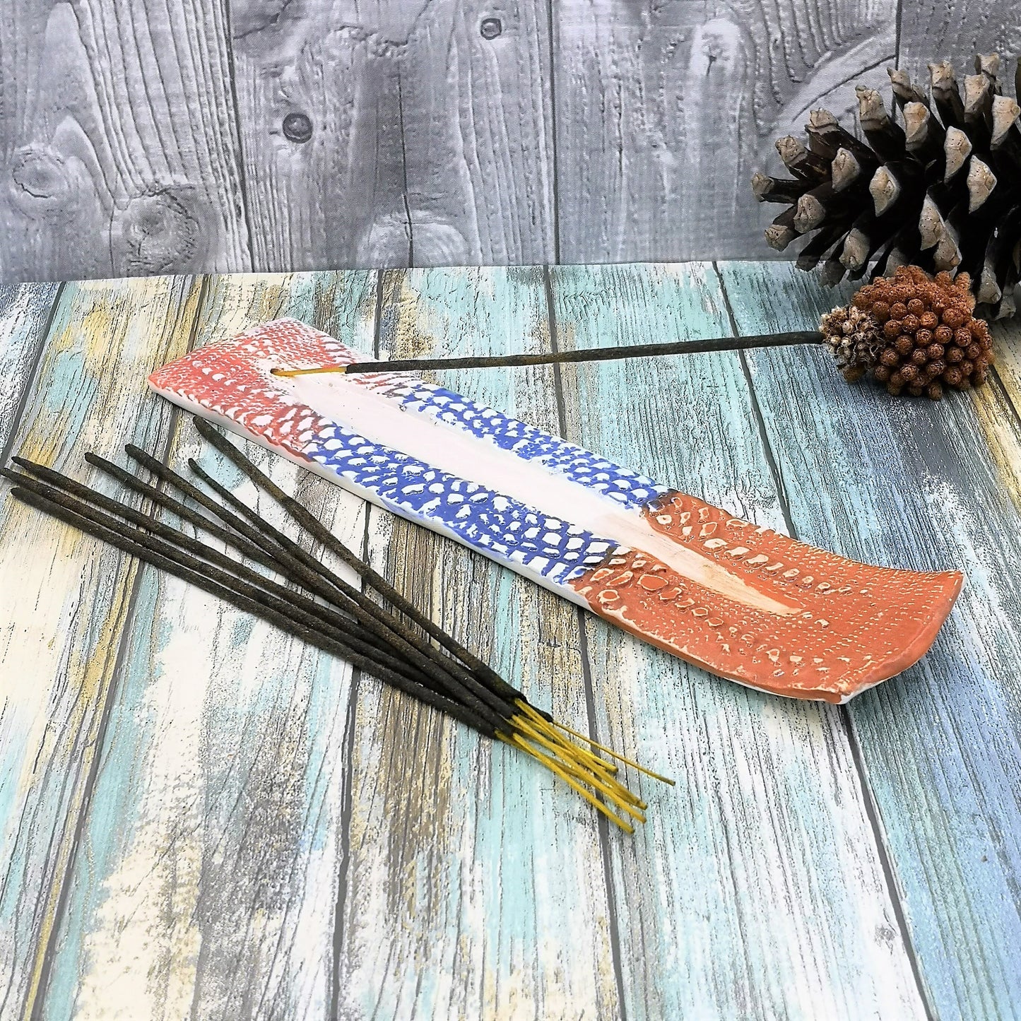 Handmade Ceramic Incense Stick Holder Unique, Contemporary Hand-Painted Pottery Incense Burner And Ash Tray Catcher, Birthday Gift Idea - Ceramica Ana Rafael